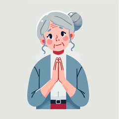 Peaceful Elderly Woman in Prayer Peaceful Illustration