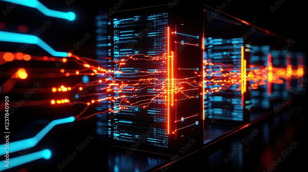Aufkleber Digital Data Stream Network Server Technology Abstract