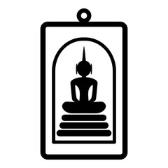 Buddha amulet silhouette. Black Buddhist blessed item