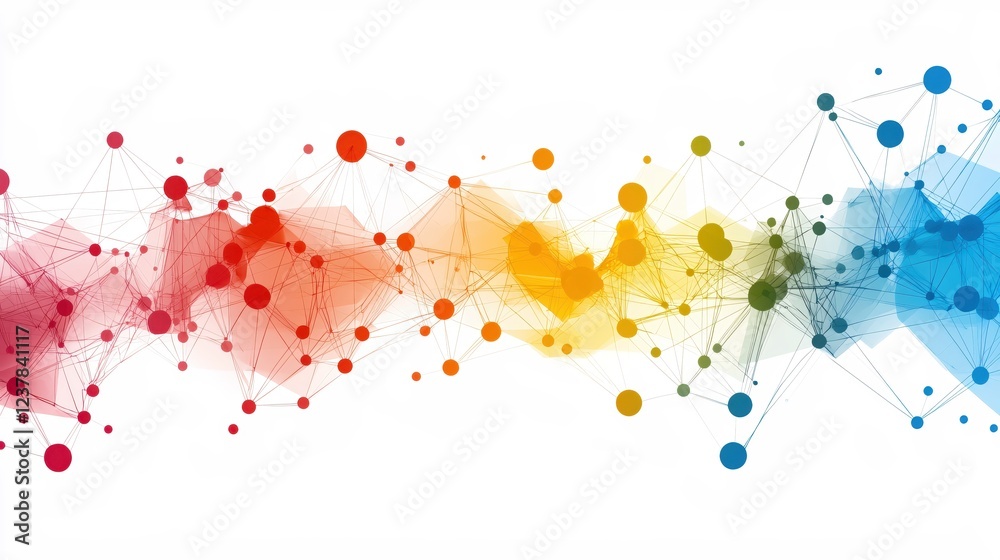 Aufkleber Abstract Network Connection Colorful Nodes Technology Background
