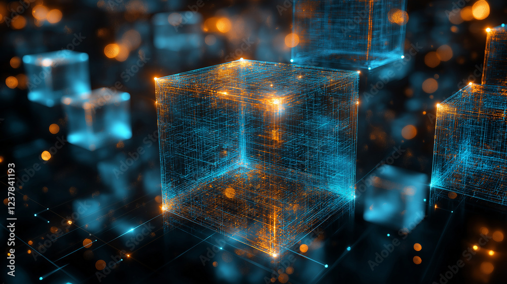 Poster futuristic modern abstract blockchain background . generative ai