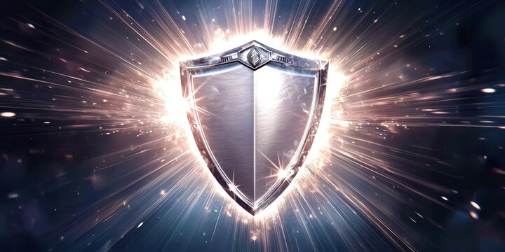 Shiny silver shield with a golden emblem on it