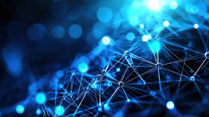 Fototapeta premium Abstract Blue Network Connection Digital Technology Background