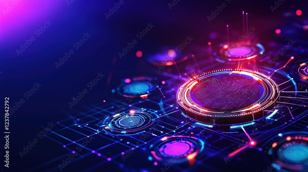 Poster Futuristic Technology Network Digital Interface Abstract Background