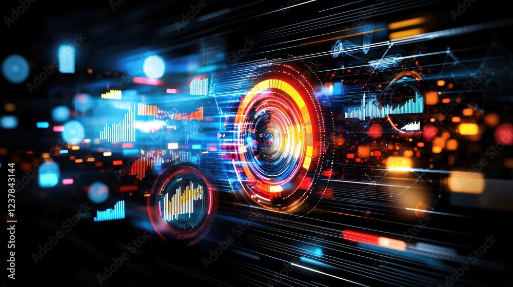 Poster Futuristic Technology Data Stream Abstract Background Digital Interface