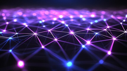 Fototapeta premium Abstract Network Digital Data Flow Purple Blue Glow