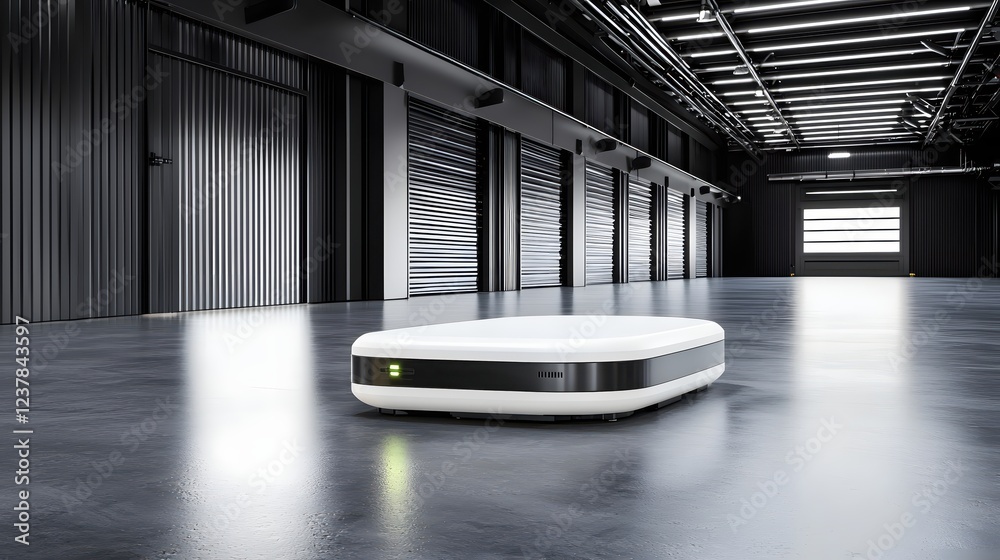 Aufkleber autonomous robot in modern warehouse futuristic technology smart factory clean environment