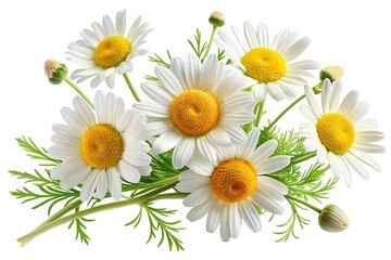 Obraz premium Set of Chamomile and Daisy Flowers Isolated on White with Clipping Path