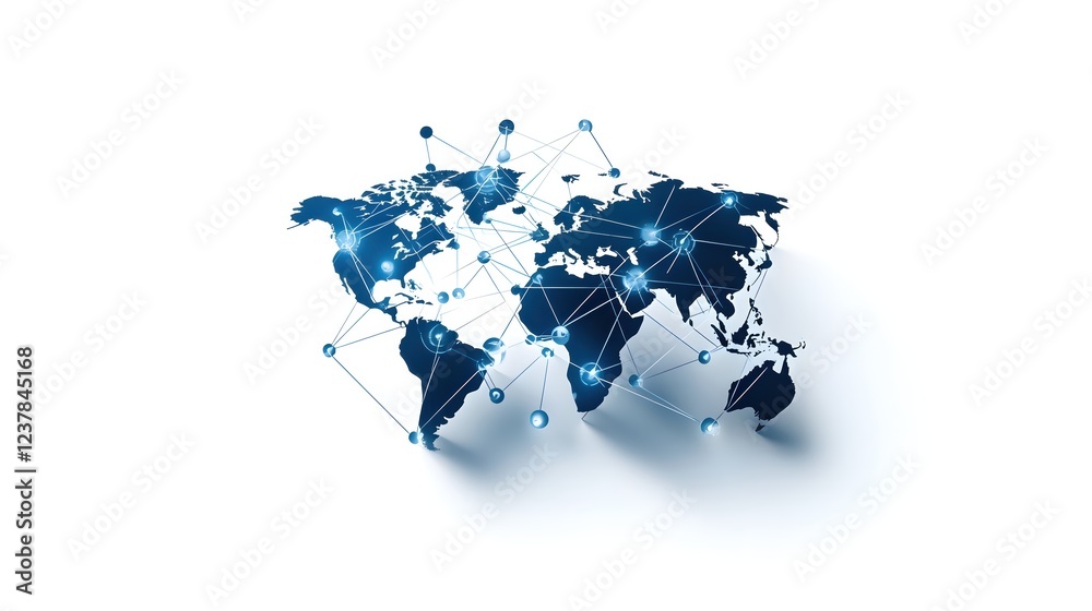 Poster Global Network Connection World Map Abstract Technology