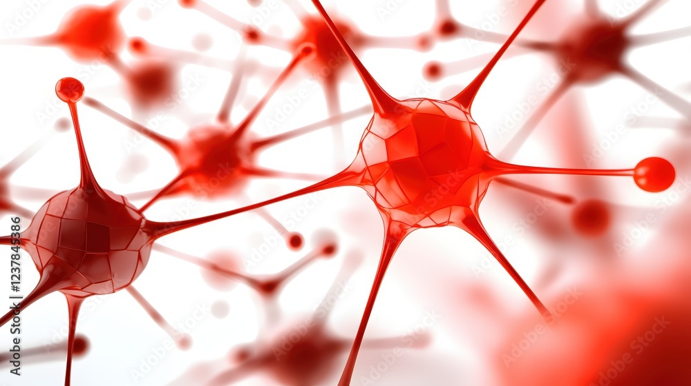 Aufkleber Abstract Red Neural Network Connection Science Technology Background
