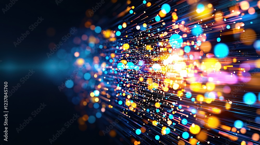 Poster abstract digital flow vibrant energy light stream data network