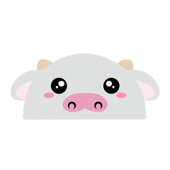 cute white cow vector. Cute calf vector. drawing cartoon cow face, drawing cow face easy and simple full color