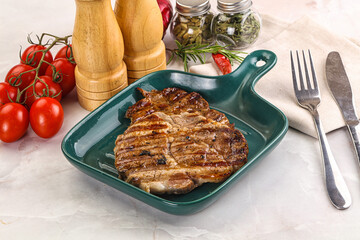 Grilled pork neck sirloin steak