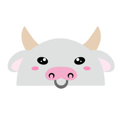 cute white cow vector, drawing cartoon cow face, drawing cow face easy and simple full color