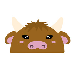 cute bull vector, drawing cartoon bull face, drawing bull face easy and simple full color