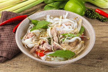 Vietnamese Pho Bo soup with beef