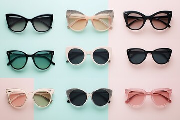 Collection of sunglasses in different styles and colors
