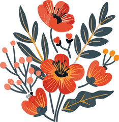 abstract floral background with flowers on white background,generative ai