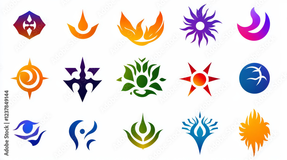 Fototapete set of abstract symbols for web design, such a logo. vector version also available in gallery
