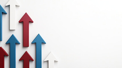 Increasing arrows in red, white, and blue colors