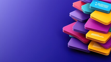 Colorful Stacked Cards Digital Design Abstract Background