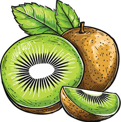kiwi fruit isolated  on white background,generative ai