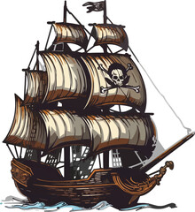 pirate ship illustration in illustration,generative ai