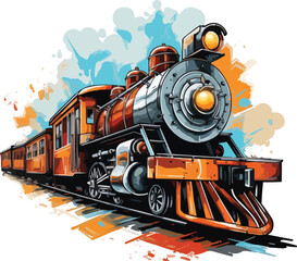 old steam train on white background,generative ai