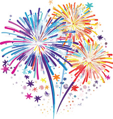 fireworks on the day night on white background,generative ai