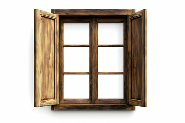 wooden window isolated on white background