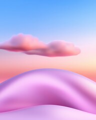 Fototapeta premium A tranquil landscape featuring soft, flowing hills under a gradient sky at sunset, evoking peace and serenity.