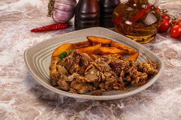 Baked shredded pork with potato