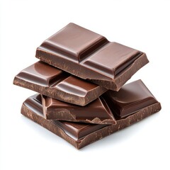 Rich Dark Chocolate Bars Stacked Elegantly on White Background for Gourmet Food Photography