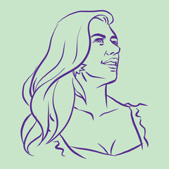 girl with long hair vector for card decoration illustration