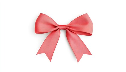 Fototapeta premium Elegant coral ribbon bow with flowing tails, perfect for gift wrapping or decoration (1)