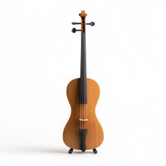 Fototapeta premium Classic Wooden Violin Displayed on White Background for Music and Instrument Themes