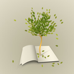 Ecology info graphics modern design, green tree and opened book