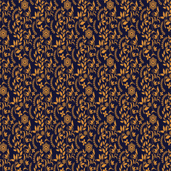 Lavish Floral Background with Intricate Golden Leaf Details