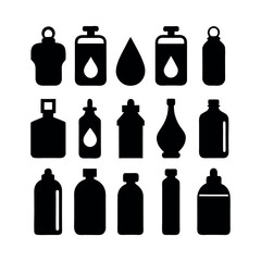 Fototapeta premium Collection of Black Silhouette Bottles and Containers vector design