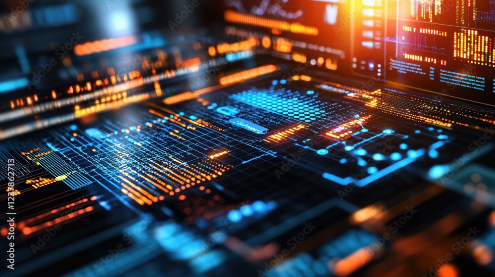 Poster futuristic digital interface data network technology abstract background