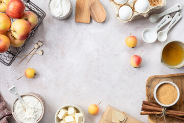 Ingredients for making a sweet apple cake.