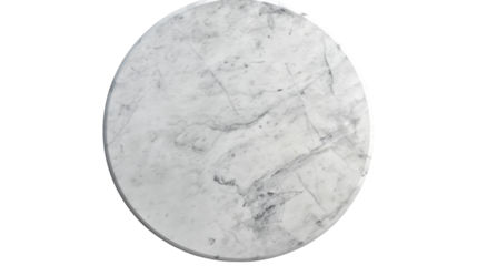 Round marble surface showing elegant veins on transparent background