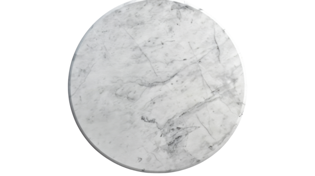 Round marble surface showing elegant veins on transparent background