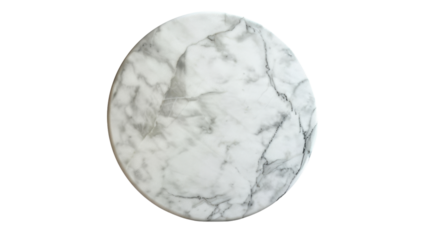 Round marble surface with transparent background for compositions