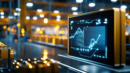 Obraz premium Futuristic Factory Automation Data Display Showing Growth