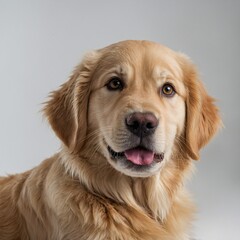 "Fluffy Golden Retriever Puppy on a Pure White Background"