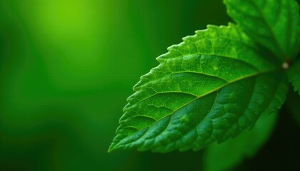 Macro shot of fresh green Salal leaves and veins, detail, closeup, salal