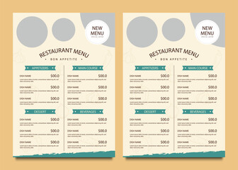 Restaurant menu template. social media marketing web banner template design. healthy food business online promotion flyer with abstract background, logo and icon. Sale cover.