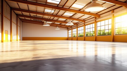 Bright Spacious Industrial Warehouse Sunlight Interior Design