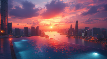 Fototapeta premium Urban Twilight, Reflecting Luminescence